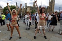 Девушки голышом протестуют на улице